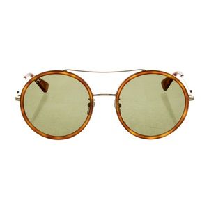 Gucci gold & brown round oversized sunglasses GG00618S